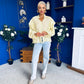 Leslie Polka Long Sleeve Blouse Yellow