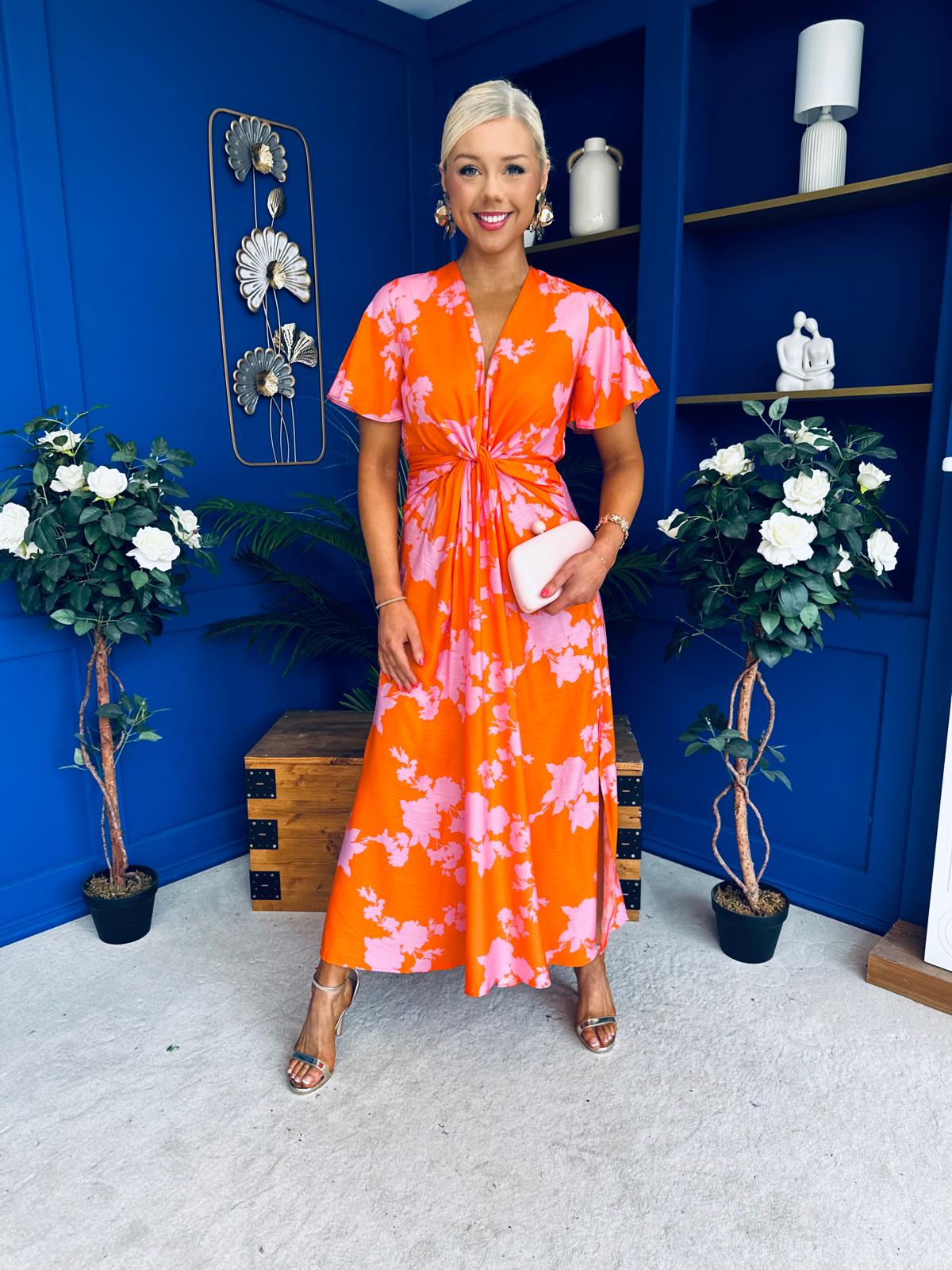 Deirdre Twist Detail Midi Dress Amber