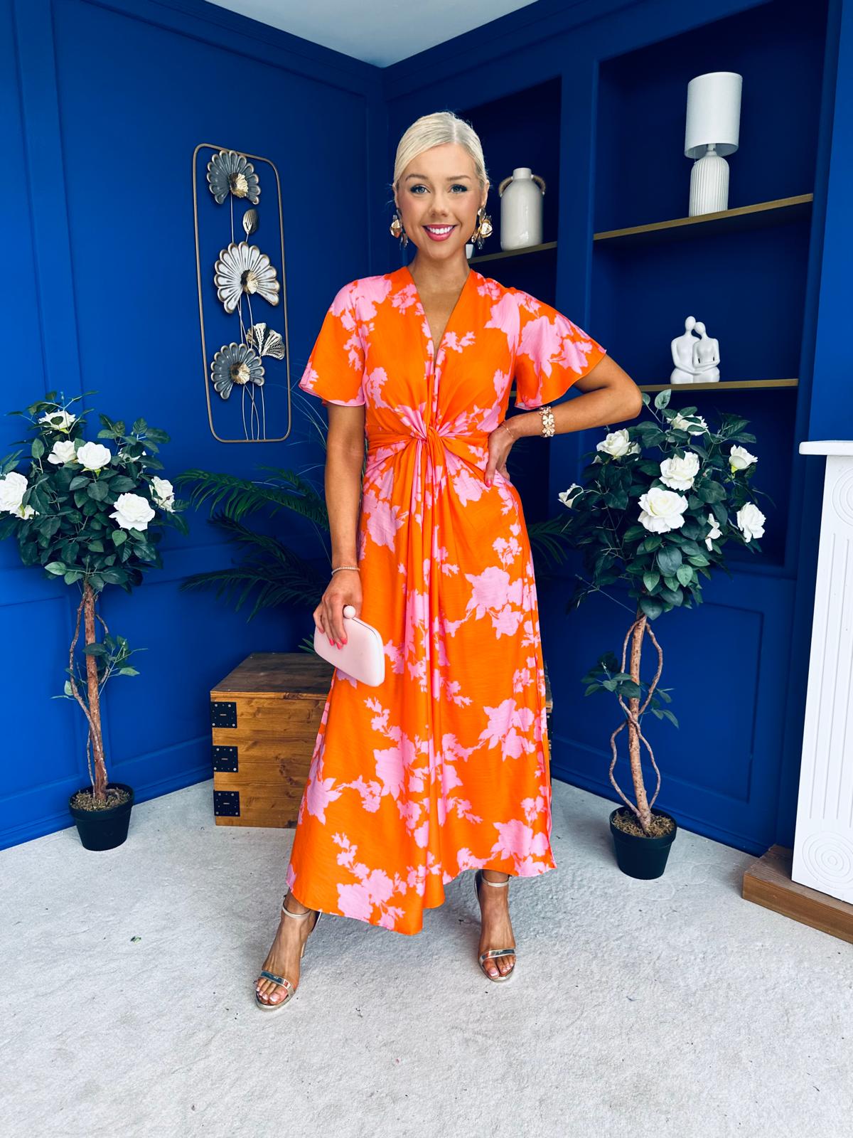 Deirdre Twist Detail Midi Dress Amber