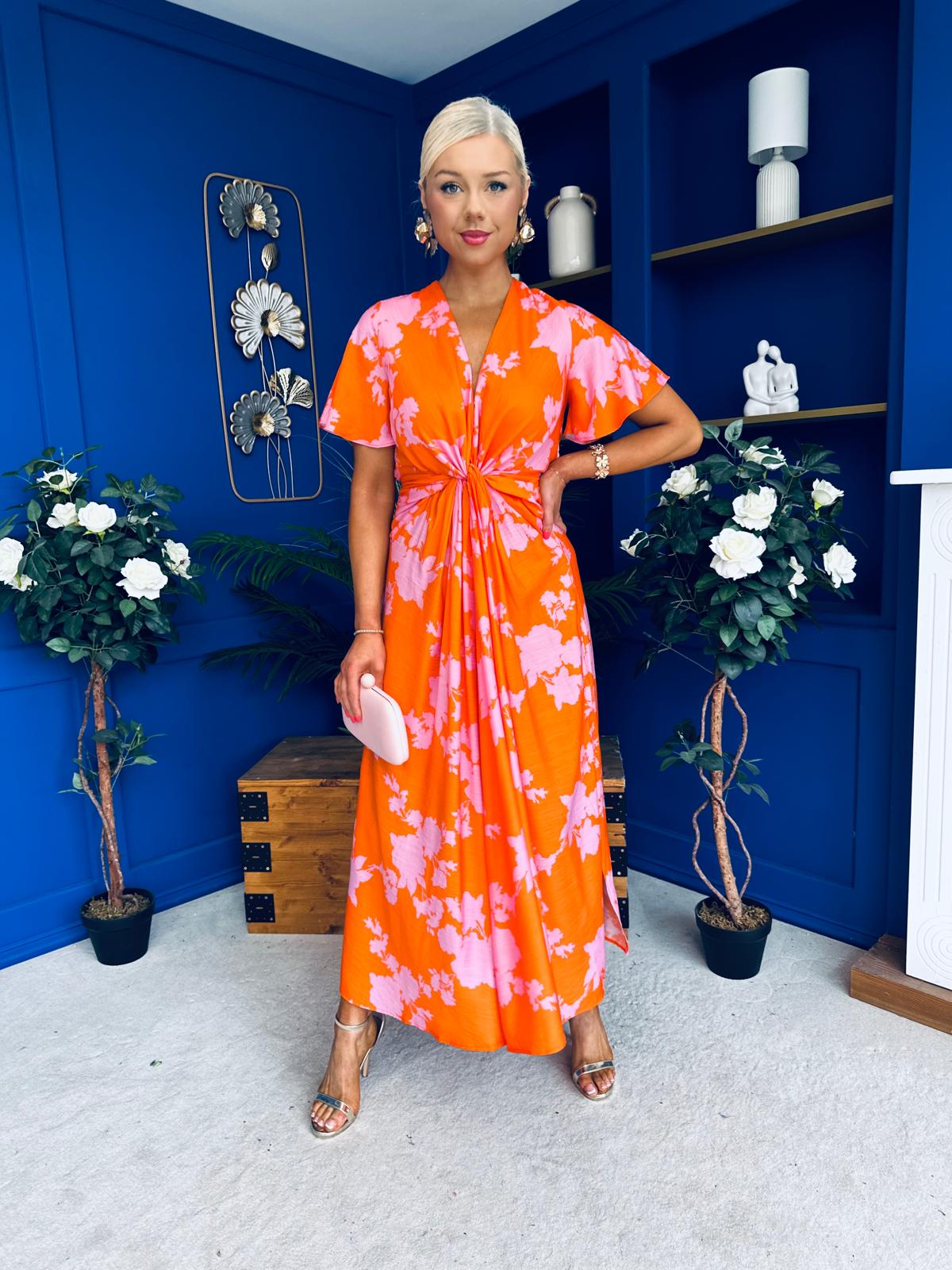 Deirdre Twist Detail Midi Dress Amber