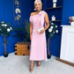 Katie Bow Detail Pearl Embellished Dress Pwr Pink