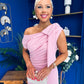 Katie Bow Detail Pearl Embellished Dress Pwr Pink