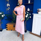 Katie Bow Detail Pearl Embellished Dress Pwr Pink