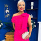Katie Bow Detail Pearl Embellished Dress Hot Pink