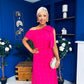 Katie Bow Detail Pearl Embellished Dress Hot Pink