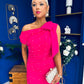 Katie Bow Detail Pearl Embellished Dress Hot Pink