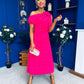 Katie Bow Detail Pearl Embellished Dress Hot Pink
