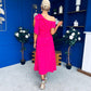 Katie Bow Detail Pearl Embellished Dress Hot Pink