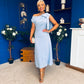 Katie Bow Detail Pearl Embellished Dress Pwr Blue