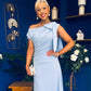 Katie Bow Detail Pearl Embellished Dress Pwr Blue