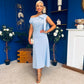 Katie Bow Detail Pearl Embellished Dress Pwr Blue