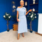 Katie Bow Detail Pearl Embellished Dress Pwr Blue