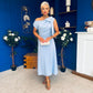 Katie Bow Detail Pearl Embellished Dress Pwr Blue