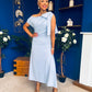 Katie Bow Detail Pearl Embellished Dress Pwr Blue
