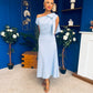 Katie Bow Detail Pearl Embellished Dress Pwr Blue