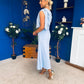 Katie Bow Detail Pearl Embellished Dress Pwr Blue
