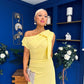 Katie Bow Detail Pearl Embellished Dress Yellow