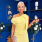 Katie Bow Detail Pearl Embellished Dress Yellow