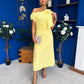Katie Bow Detail Pearl Embellished Dress Yellow