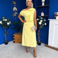 Katie Bow Detail Pearl Embellished Dress Yellow