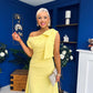 Katie Bow Detail Pearl Embellished Dress Yellow