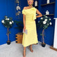 Katie Bow Detail Pearl Embellished Dress Yellow