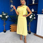 Katie Bow Detail Pearl Embellished Dress Yellow