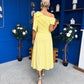 Katie Bow Detail Pearl Embellished Dress Yellow