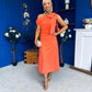Katie Bow Detail Pearl Embellished Dress Coral
