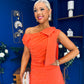 Katie Bow Detail Pearl Embellished Dress Coral