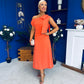 Katie Bow Detail Pearl Embellished Dress Coral