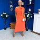 Katie Bow Detail Pearl Embellished Dress Coral