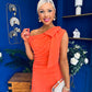Katie Bow Detail Pearl Embellished Dress Coral
