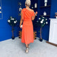 Katie Bow Detail Pearl Embellished Dress Coral
