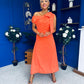 Katie Bow Detail Pearl Embellished Dress Coral