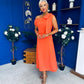 Katie Bow Detail Pearl Embellished Dress Coral
