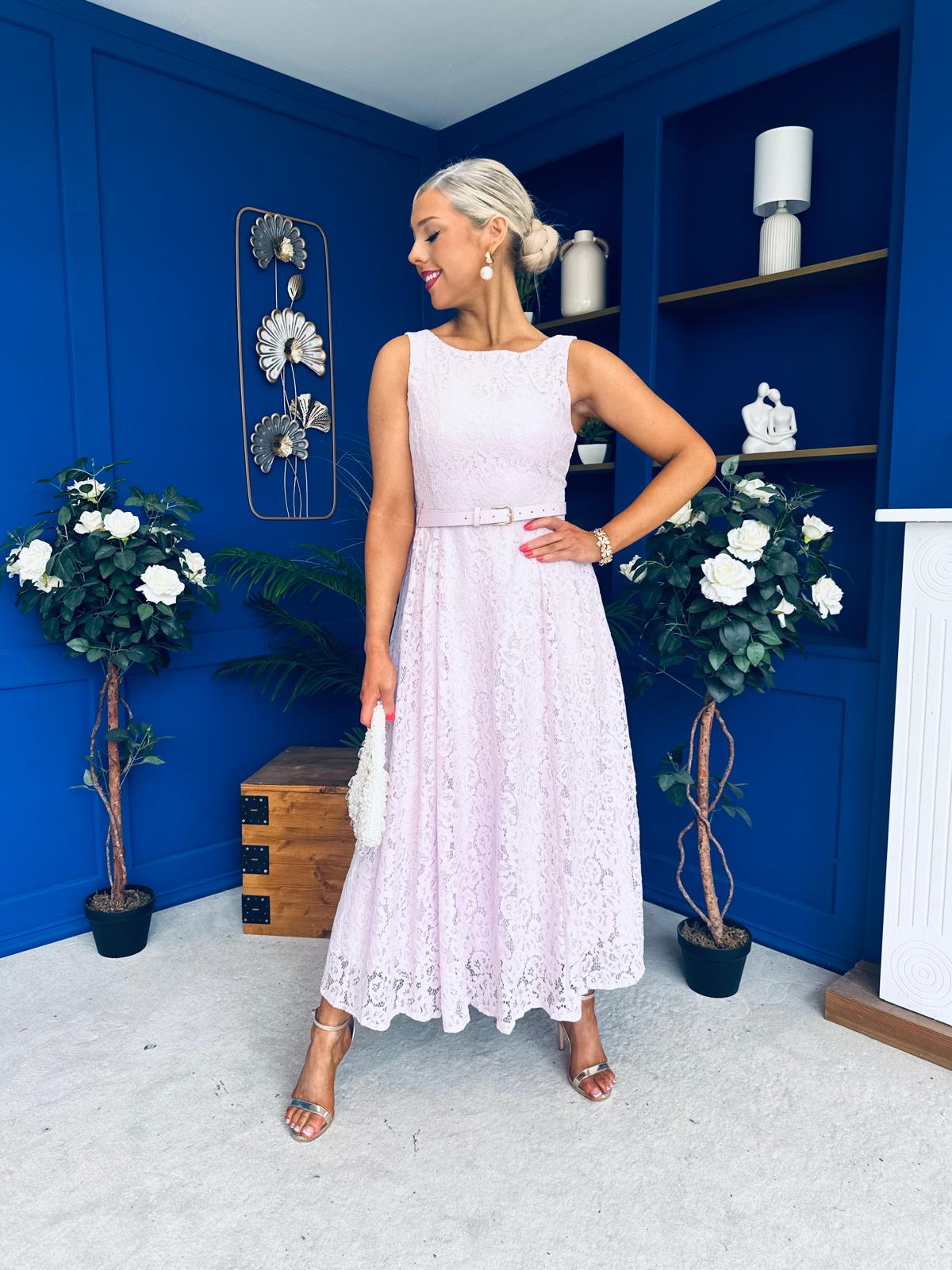 June Lace Detail Occasion Dress Lilac