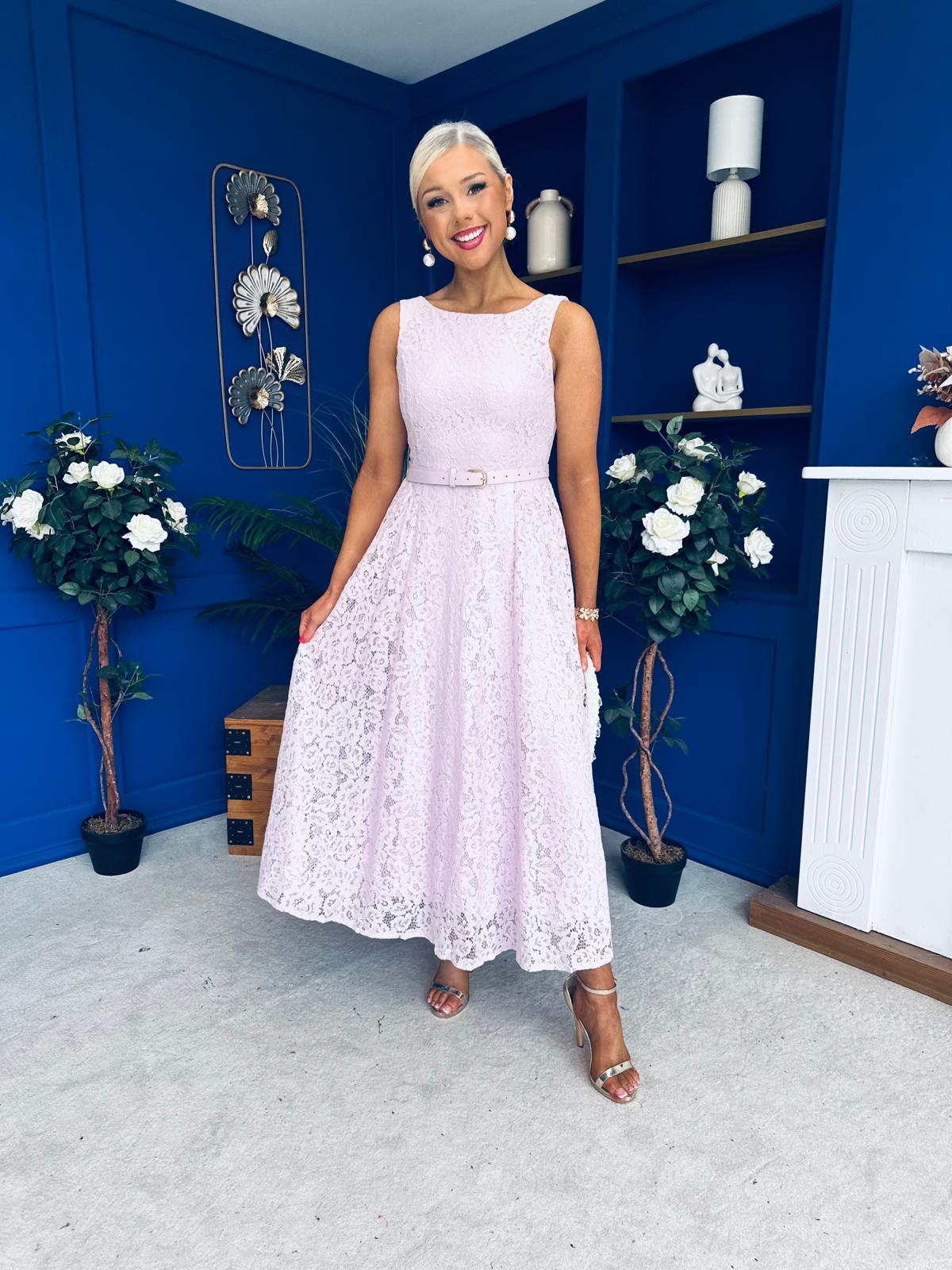 June Lace Detail Occasion Dress Lilac