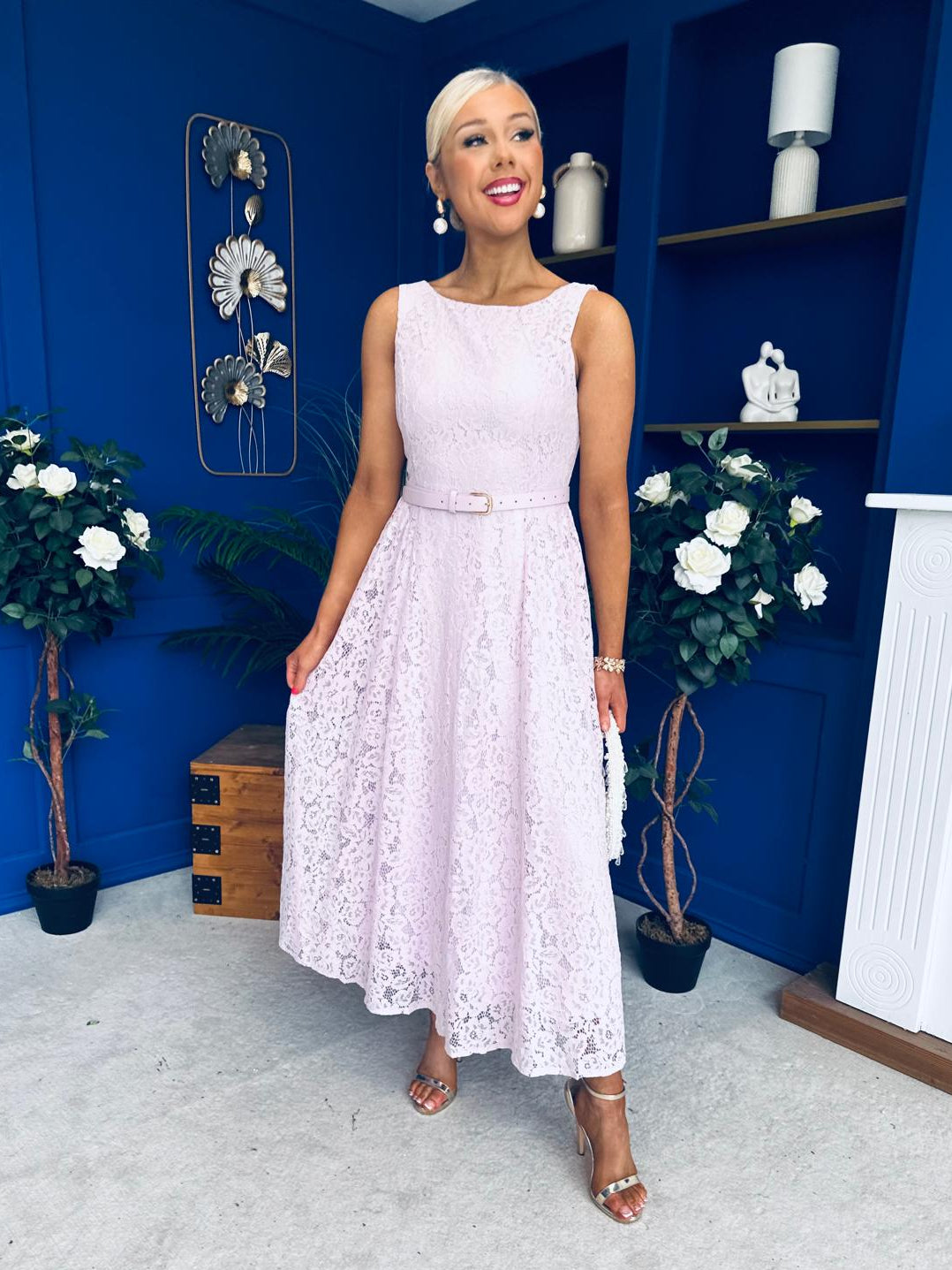June Lace Detail Occasion Dress Lilac