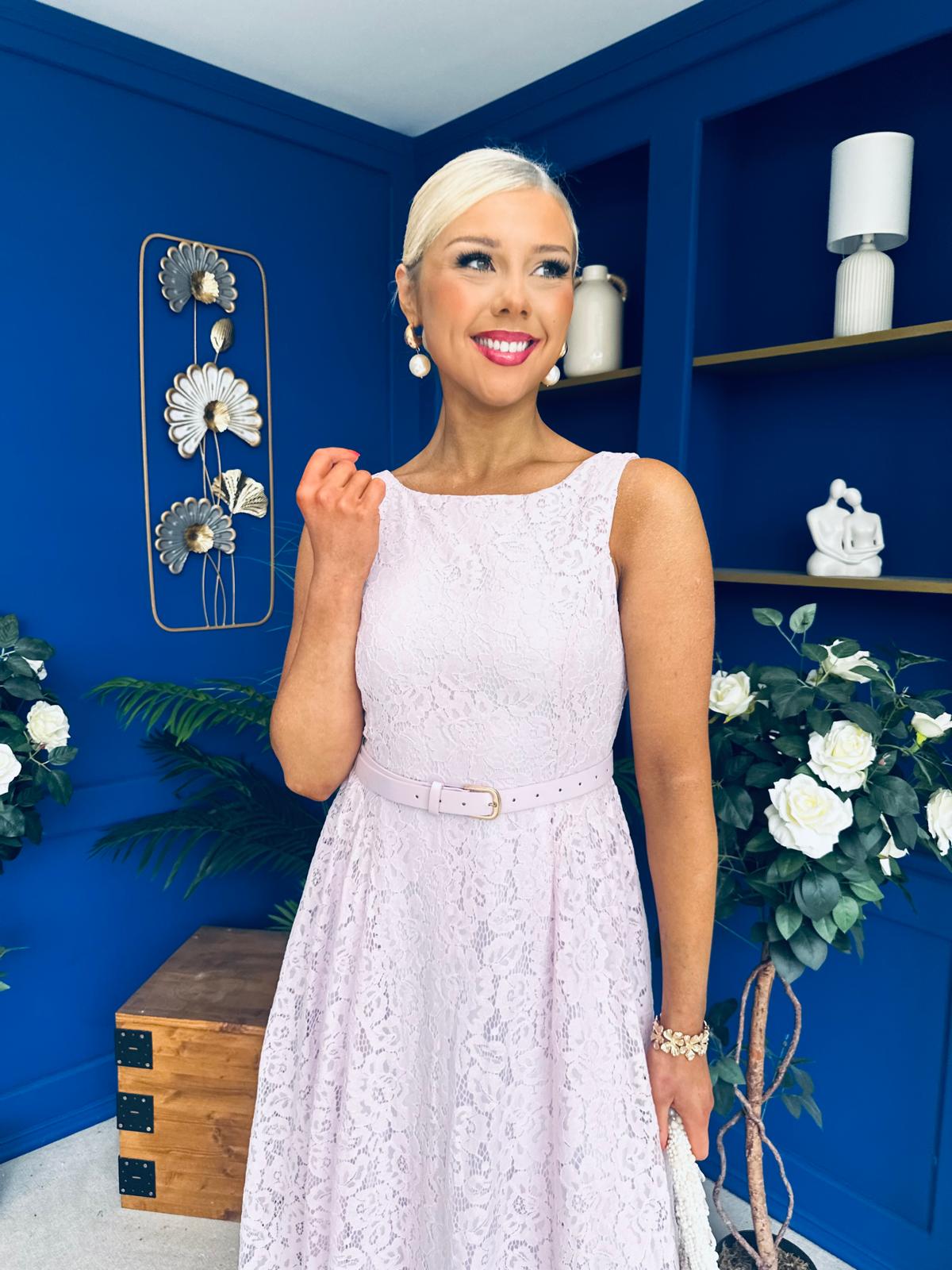 June Lace Detail Occasion Dress Lilac