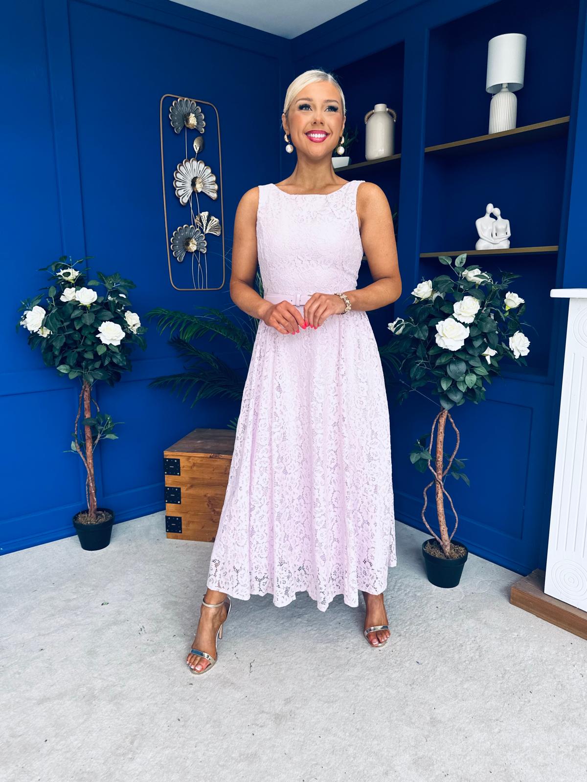 June Lace Detail Occasion Dress Lilac