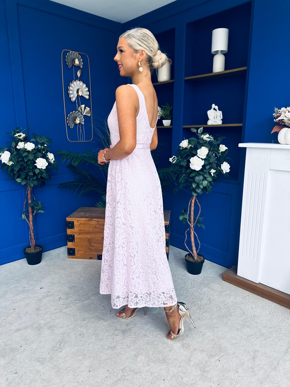June Lace Detail Occasion Dress Lilac