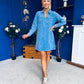 Alice Denim Mini Shift Dress Blue