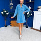 Alice Denim Mini Shift Dress Blue