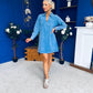 Alice Denim Mini Shift Dress Blue