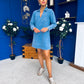 Alice Denim Mini Shift Dress Blue