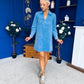 Alice Denim Mini Shift Dress Blue