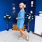 Alice Denim Mini Shift Dress Blue