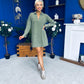 Alice Denim Mini Shift Dress Khaki Green