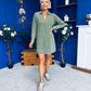 Alice Denim Mini Shift Dress Khaki Green